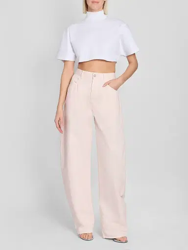 Alaïa Women's Tinted Denim Round Pants - Rose Pale | Thumbnail 2 Alaïa Women's Tinted Denim Round Pants - Rose Pale | Thumbnail 2