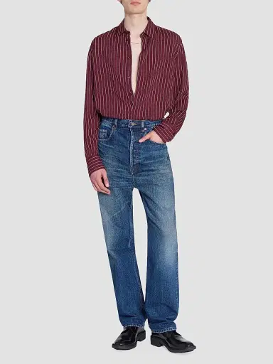 Saint Laurent Men's Striped Shirt - Bordeaux | Thumbnail 2 Saint Laurent Men's Striped Shirt - Bordeaux | Thumbnail 2