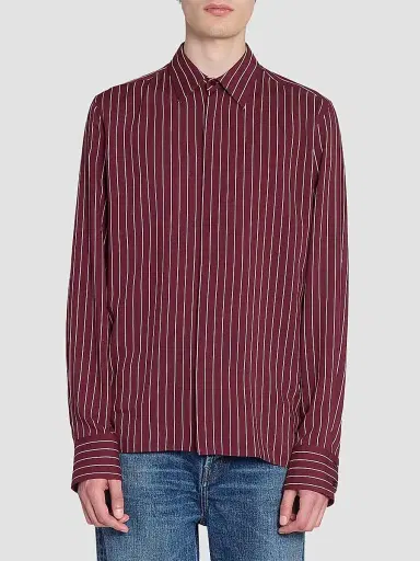 Saint Laurent Men's Striped Shirt - Bordeaux | Thumbnail 3 Saint Laurent Men's Striped Shirt - Bordeaux | Thumbnail 3