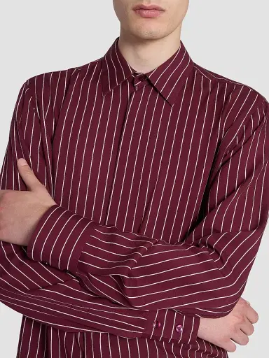 Saint Laurent Men's Striped Shirt - Bordeaux | Thumbnail 5 Saint Laurent Men's Striped Shirt - Bordeaux | Thumbnail 5