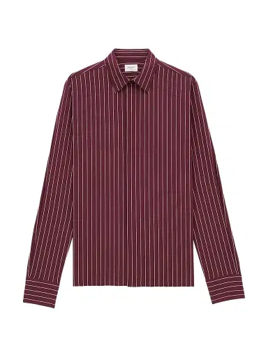 Saint Laurent Men's Striped Shirt - Bordeaux | Thumbnail 1 Saint Laurent Men's Striped Shirt - Bordeaux | Thumbnail 1