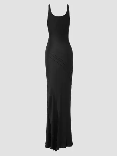 Saint Laurent Women's Long Tank Dress in Silk Satin - Black - Size 2 | Thumbnail 2 Saint Laurent Women's Long Tank Dress in Silk Satin - Black - Size 2 | Thumbnail 2