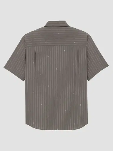 Saint Laurent Men's Shirt in Cassandre Stripe Silk Crepe De Chine - Gris Blanc - Size 15 | Thumbnail 2 Saint Laurent Men's Shirt in Cassandre Stripe Silk Crepe De Chine - Gris Blanc - Size 15 | Thumbnail 2