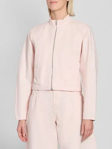 Alaïa Women's Tinted Denim Zip Jacket - Rose Pale | Thumbnail 4 Alaïa Women's Tinted Denim Zip Jacket - Rose Pale | Thumbnail 4