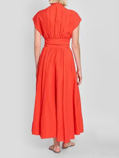 Alaïa Women's Plunging Knotted Linen-Blend Midi Dress | Thumbnail 3 Alaïa Women's Plunging Knotted Linen-Blend Midi Dress | Thumbnail 3