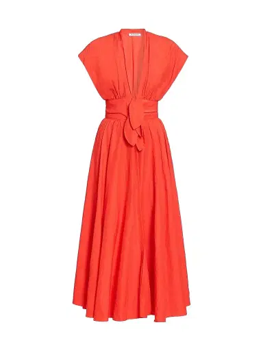 Alaïa Women's Plunging Knotted Linen-Blend Midi Dress | Thumbnail 1 Alaïa Women's Plunging Knotted Linen-Blend Midi Dress | Thumbnail 1