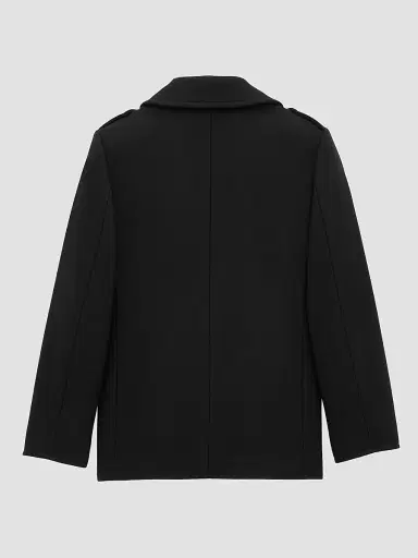 Saint Laurent Men's Double-Breasted Peacoat in Wool - Black | Thumbnail 2 Saint Laurent Men's Double-Breasted Peacoat in Wool - Black | Thumbnail 2