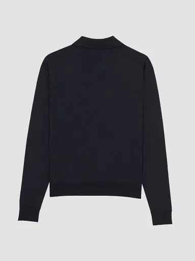 Saint Laurent Men's Polo Shirt in Silk and Cotton Knit - Bleu Nuit | Thumbnail 2 Saint Laurent Men's Polo Shirt in Silk and Cotton Knit - Bleu Nuit | Thumbnail 2