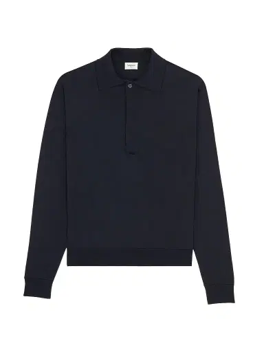 Saint Laurent Men's Polo Shirt in Silk and Cotton Knit - Bleu Nuit | Thumbnail 1 Saint Laurent Men's Polo Shirt in Silk and Cotton Knit - Bleu Nuit | Thumbnail 1