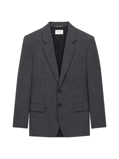 Saint Laurent Men's Single-Breasted Jacket in Wool - Gris Chine | Thumbnail 1 Saint Laurent Men's Single-Breasted Jacket in Wool - Gris Chine | Thumbnail 1