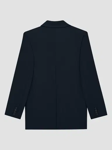 Saint Laurent Women's Double-Breasted Short Jacket in Wool Gabardine - Dark Navy | Thumbnail 2 Saint Laurent Women's Double-Breasted Short Jacket in Wool Gabardine - Dark Navy | Thumbnail 2