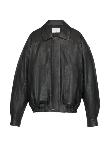Saint Laurent Men's Jacket in Grained Lambskin - Reglisse - Size 40 | Thumbnail 1 Saint Laurent Men's Jacket in Grained Lambskin - Reglisse - Size 40 | Thumbnail 1