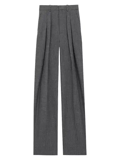 Saint Laurent Women's Wide-Leg Pants in Wool - Gris Chine - Size 4 | Thumbnail 1 Saint Laurent Women's Wide-Leg Pants in Wool - Gris Chine - Size 4 | Thumbnail 1