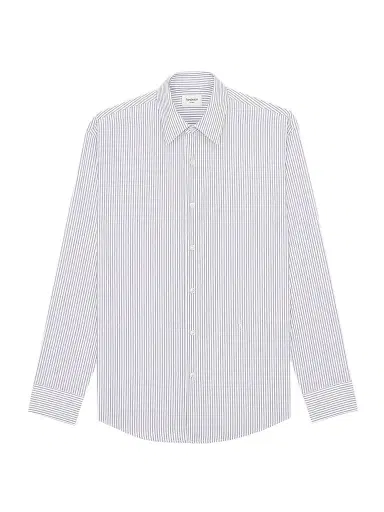 Saint Laurent Men's Cassandre Shirt in Striped Cotton Poplin - Craie Noir | Thumbnail 1 Saint Laurent Men's Cassandre Shirt in Striped Cotton Poplin - Craie Noir | Thumbnail 1