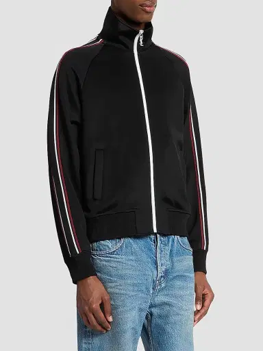 Saint Laurent Men's Cassandre Track Jacket in Jersey - Noir | Thumbnail 3 Saint Laurent Men's Cassandre Track Jacket in Jersey - Noir | Thumbnail 3