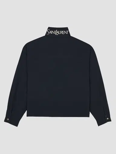Saint Laurent Men's Cassandre Reversible Work Jacket in Brushed Cotton Canvas - Navy White | Thumbnail 2 Saint Laurent Men's Cassandre Reversible Work Jacket in Brushed Cotton Canvas - Navy White | Thumbnail 2