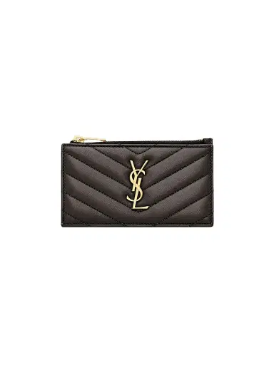 Saint Laurent Women's Cassandre Matelassé Fragments Zipped Card Case - Urban Grey | Thumbnail 1 Saint Laurent Women's Cassandre Matelassé Fragments Zipped Card Case - Urban Grey | Thumbnail 1