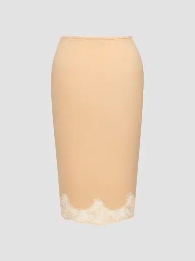 Saint Laurent Women's Laced Half-Slip Skirt in Silk Satin - Beige - Size 8 | Thumbnail 2 Saint Laurent Women's Laced Half-Slip Skirt in Silk Satin - Beige - Size 8 | Thumbnail 2