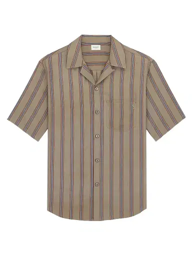Saint Laurent Men's Cassandre Shirt in Striped Cotton Twill | Thumbnail 1 Saint Laurent Men's Cassandre Shirt in Striped Cotton Twill | Thumbnail 1