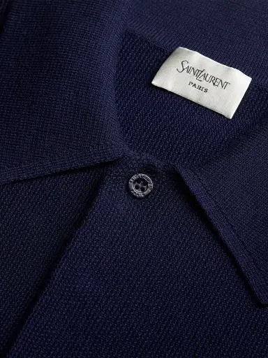 Saint Laurent Men's Polo Shirt in Cotton - Bleu Marine | Thumbnail 3 Saint Laurent Men's Polo Shirt in Cotton - Bleu Marine | Thumbnail 3