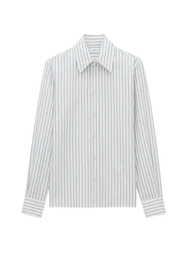 Saint Laurent Men's Cassandre Shirt in Striped Cotton - Craie Taupe Noir | Thumbnail 1 Saint Laurent Men's Cassandre Shirt in Striped Cotton - Craie Taupe Noir | Thumbnail 1