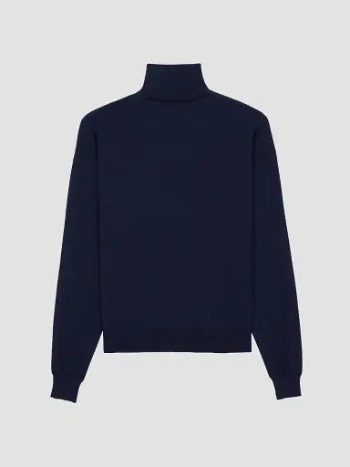 Saint Laurent Women's Turtleneck Sweater in Cashmere, Wool and Silk - Blue | Thumbnail 2 Saint Laurent Women's Turtleneck Sweater in Cashmere, Wool and Silk - Blue | Thumbnail 2