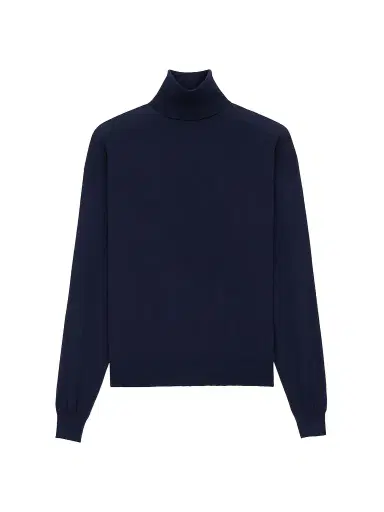 Saint Laurent Women's Turtleneck Sweater in Cashmere, Wool and Silk - Blue | Thumbnail 1 Saint Laurent Women's Turtleneck Sweater in Cashmere, Wool and Silk - Blue | Thumbnail 1