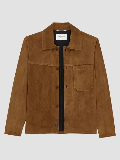 Saint Laurent Men's Overshirt in Suede - Rhum Ambre | Thumbnail 3 Saint Laurent Men's Overshirt in Suede - Rhum Ambre | Thumbnail 3