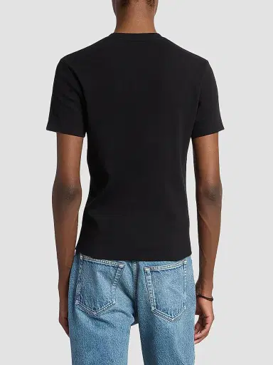 Saint Laurent Men's Cassandre Ribbed T-Shirt - Noir | Thumbnail 4 Saint Laurent Men's Cassandre Ribbed T-Shirt - Noir | Thumbnail 4