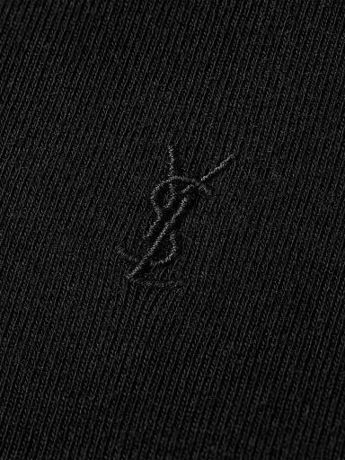 Saint Laurent Men's Cassandre Ribbed T-Shirt - Noir | Thumbnail 6 Saint Laurent Men's Cassandre Ribbed T-Shirt - Noir | Thumbnail 6