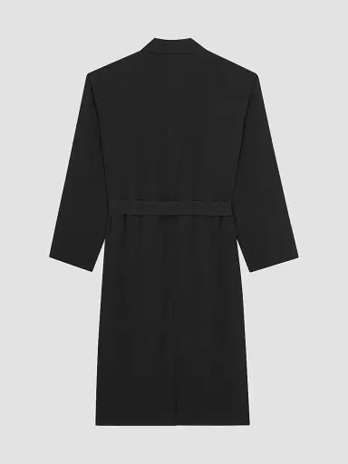 Saint Laurent Men's Coat in Cotton Serge - Noir | Thumbnail 2 Saint Laurent Men's Coat in Cotton Serge - Noir | Thumbnail 2