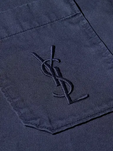 Saint Laurent Men's Cassandre Overshirt in Cotton Linen Gabardine - French Navy - Size XS | Thumbnail 4 Saint Laurent Men's Cassandre Overshirt in Cotton Linen Gabardine - French Navy - Size XS | Thumbnail 4