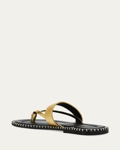 Dries Van Noten Croc-Effect Leather Flat Thong Sandals | Thumbnail 2 Dries Van Noten Croc-Effect Leather Flat Thong Sandals | Thumbnail 2