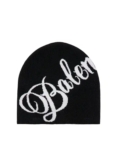 Balenciaga Men's Big B Beanie - Black White | Thumbnail 1 Balenciaga Men's Big B Beanie - Black White | Thumbnail 1