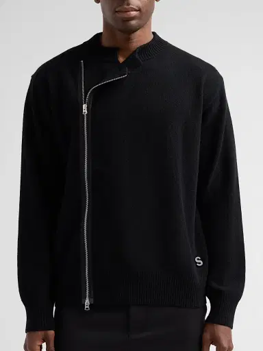 Sacai Men's Asymmetric Zip Wool Knit Sweater | Thumbnail 5 Sacai Men's Asymmetric Zip Wool Knit Sweater | Thumbnail 5