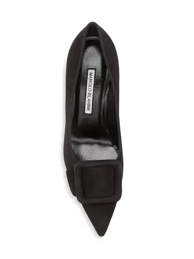 Manolo Blahnik Women's Maysale 70MM Suede Pumps - Black - Size 8.5 | Thumbnail 5 Manolo Blahnik Women's Maysale 70MM Suede Pumps - Black - Size 8.5 | Thumbnail 5