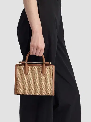 Strathberry Women's Mini Raffia & Leather Tote Bag | Thumbnail 3 Strathberry Women's Mini Raffia & Leather Tote Bag | Thumbnail 3