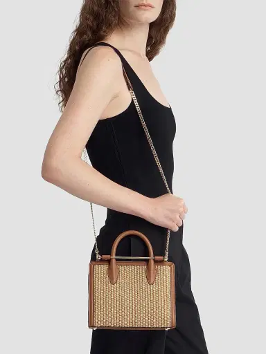Strathberry Women's Mini Raffia & Leather Tote Bag | Thumbnail 4 Strathberry Women's Mini Raffia & Leather Tote Bag | Thumbnail 4