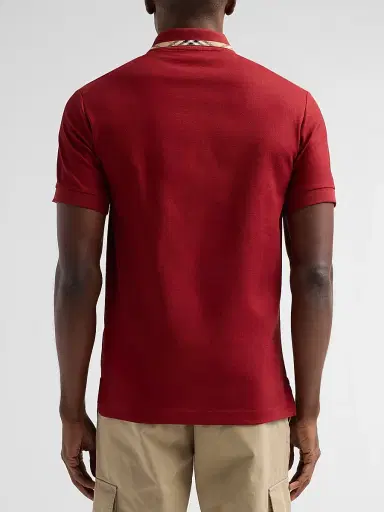 Burberry Men's Eddie Check Collar Polo Shirt - Auburn Brown - Size XXL | Thumbnail 3 Burberry Men's Eddie Check Collar Polo Shirt - Auburn Brown - Size XXL | Thumbnail 3