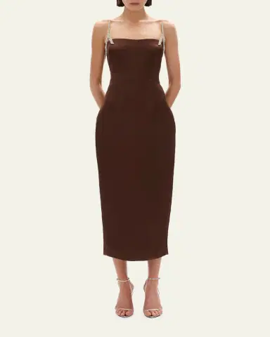 RACHEL GILBERT Leora Crystal-Strap Crepe Ankle Gown | Thumbnail 2 RACHEL GILBERT Leora Crystal-Strap Crepe Ankle Gown | Thumbnail 2