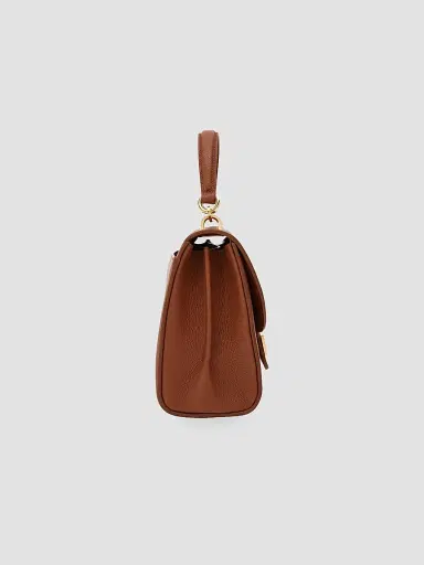 FERRAGAMO Women's Double Gancini Leather Top Handle Bag - New Cognac | Thumbnail 4 FERRAGAMO Women's Double Gancini Leather Top Handle Bag - New Cognac | Thumbnail 4