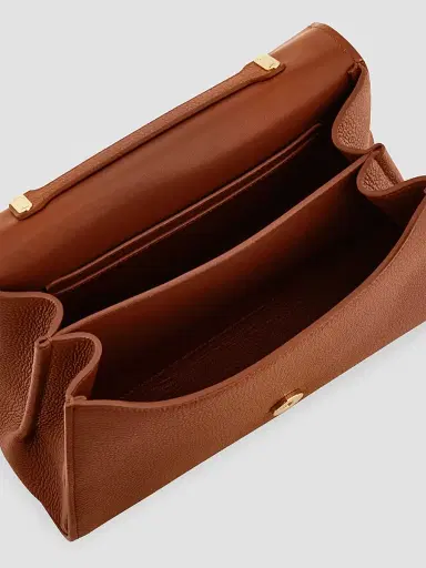 FERRAGAMO Women's Double Gancini Leather Top Handle Bag - New Cognac | Thumbnail 6 FERRAGAMO Women's Double Gancini Leather Top Handle Bag - New Cognac | Thumbnail 6