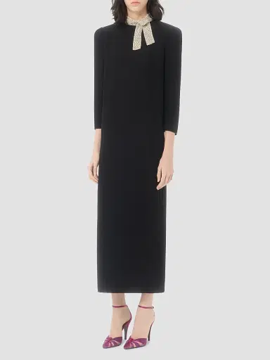 Valentino Garavani Women's Cady Couture Embroidered Dress - Black Silver - Size 2 | Thumbnail 2 Valentino Garavani Women's Cady Couture Embroidered Dress - Black Silver - Size 2 | Thumbnail 2