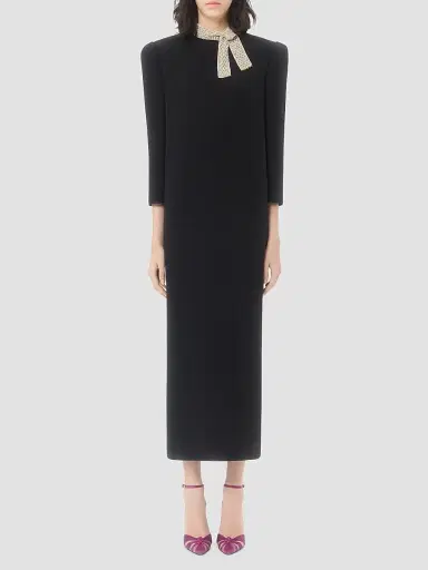 Valentino Garavani Women's Cady Couture Embroidered Dress - Black Silver - Size 2 | Thumbnail 5 Valentino Garavani Women's Cady Couture Embroidered Dress - Black Silver - Size 2 | Thumbnail 5