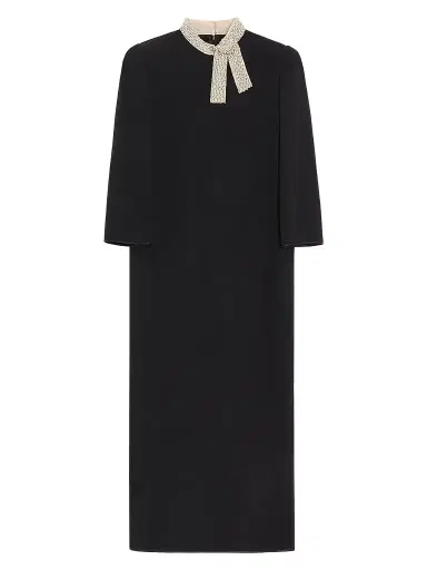 Valentino Garavani Women's Cady Couture Embroidered Dress - Black Silver - Size 2 | Thumbnail 1 Valentino Garavani Women's Cady Couture Embroidered Dress - Black Silver - Size 2 | Thumbnail 1