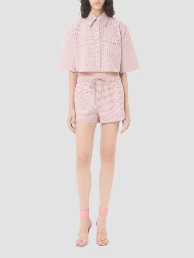 Valentino Garavani Women's Shirt with Checked Pattern - Pink Ivory - Size 8 | Thumbnail 2 Valentino Garavani Women's Shirt with Checked Pattern - Pink Ivory - Size 8 | Thumbnail 2