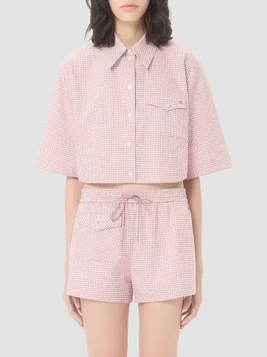 Valentino Garavani Women's Shirt with Checked Pattern - Pink Ivory - Size 8 | Thumbnail 3 Valentino Garavani Women's Shirt with Checked Pattern - Pink Ivory - Size 8 | Thumbnail 3