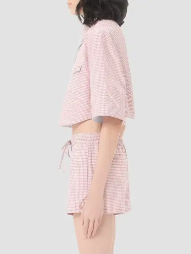 Valentino Garavani Women's Shirt with Checked Pattern - Pink Ivory - Size 8 | Thumbnail 4 Valentino Garavani Women's Shirt with Checked Pattern - Pink Ivory - Size 8 | Thumbnail 4