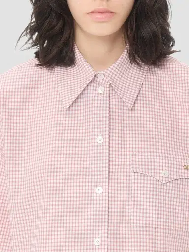 Valentino Garavani Women's Shirt with Checked Pattern - Pink Ivory - Size 8 | Thumbnail 6 Valentino Garavani Women's Shirt with Checked Pattern - Pink Ivory - Size 8 | Thumbnail 6