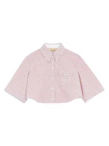 Valentino Garavani Women's Shirt with Checked Pattern - Pink Ivory - Size 8 | Thumbnail 1 Valentino Garavani Women's Shirt with Checked Pattern - Pink Ivory - Size 8 | Thumbnail 1